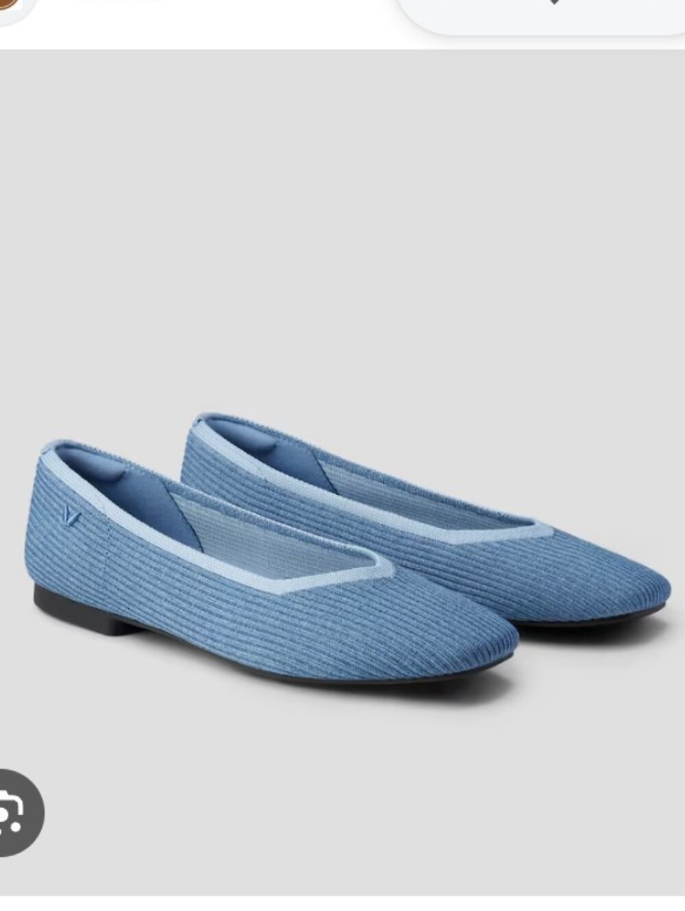 VIVAIA Denim Blue Margot 2.0 Square-toe V-cut Flats